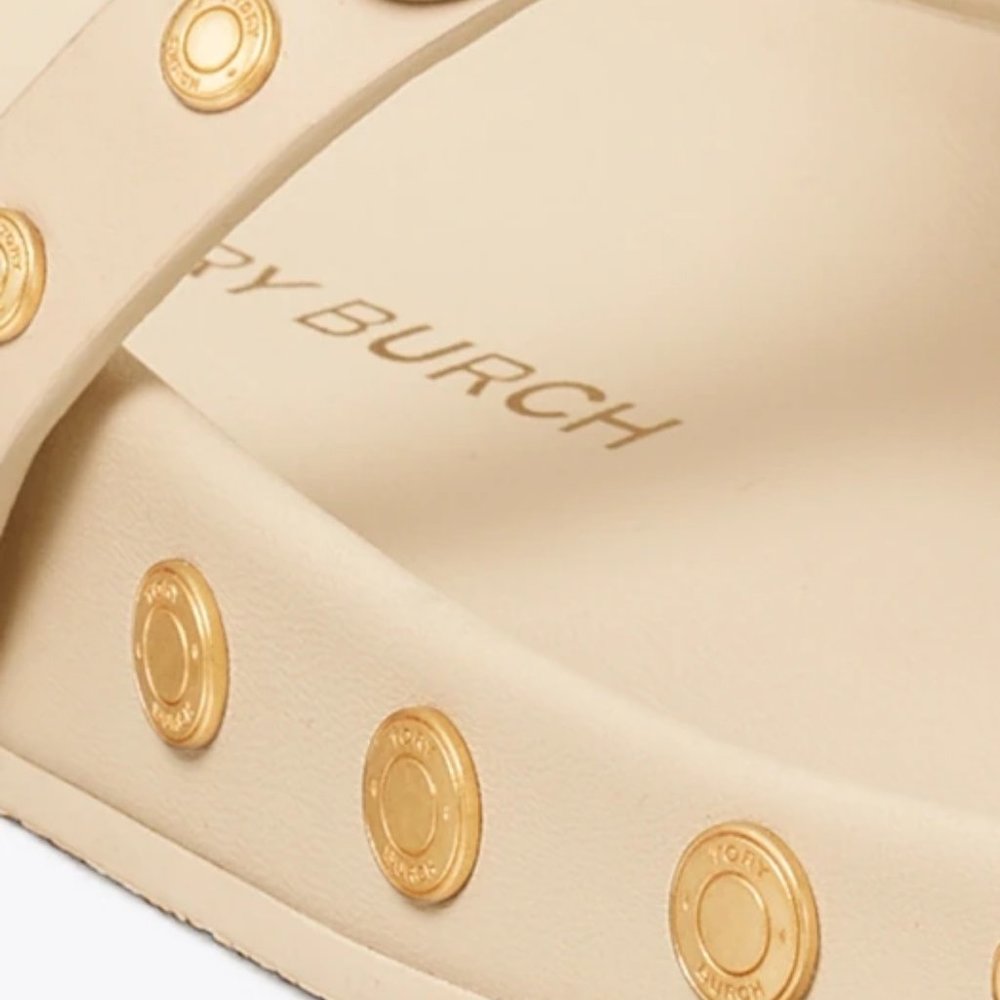 Tory Burch Miller LAST ONES! Cloud Coin Thong Sandals New Cream Ivory Leather - Picture 11 of 11